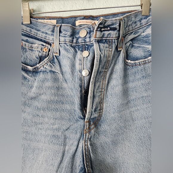 Levi's RIBCAGE Split Flare Classic Blue Denim Jeans - Picture 5 of 14